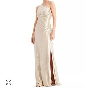 One-Shoulder Metallic Gown Calvin Klein